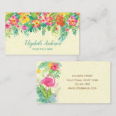 Kleurrijke tropische Floral en Flamingo Visitekaartje (Voorkant / Achterkant)