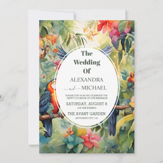 Kleurrijke tropische Floral | Groen huwelijk Kaart (Voorkant)