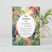 Kleurrijke tropische Floral | Groen huwelijk Kaart (Staand voorkant)