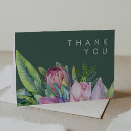 Kleurrijke tropische Floral | Groene dank voor uw  Bedankkaart