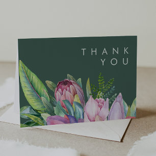 Kleurrijke tropische Floral   Groene dank voor uw  Bedankkaart