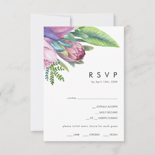 Kleurrijke tropische Floral | Menu Choice RSVP-kaa (Voorkant)