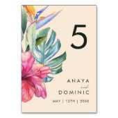 Kleurrijke tropische Floral | Nummer per tabel Kaart (Achterkant)