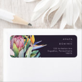 Kleurrijke tropische Floral | Paars retouradres Etiket (Insitu)