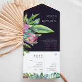 Kleurrijke tropische Floral | Paars zegel en vervo All In One Uitnodiging