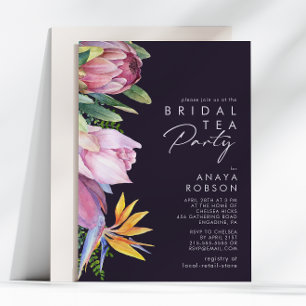 Kleurrijke tropische Floral Paarse Bridal Tea Kaart