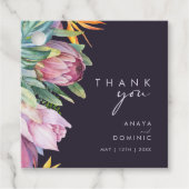 Kleurrijke tropische Floral | Paarse dank Bedankjes Labels (Voorkant)