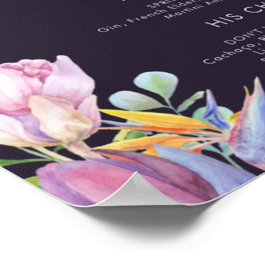 Kleurrijke tropische Floral | Paarse Drinken voor  Poster (Hoek)