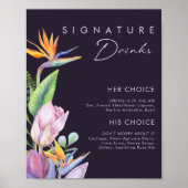 Kleurrijke tropische Floral | Paarse Drinken voor  Poster (Voorkant)