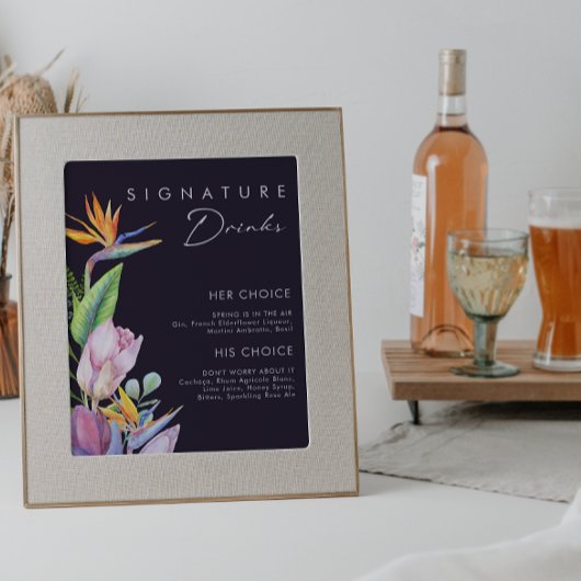 Kleurrijke tropische Floral | Paarse Drinken voor  Poster