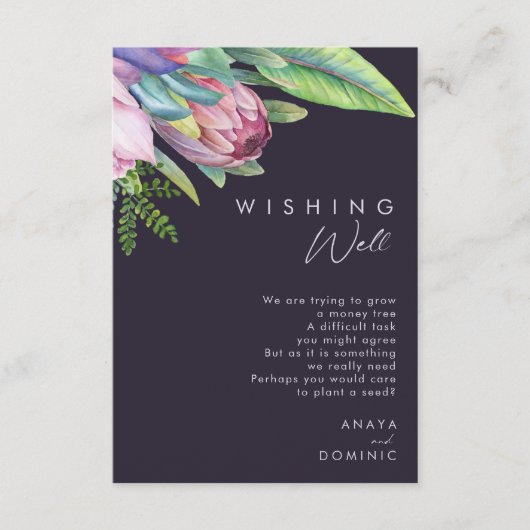 Kleurrijke tropische Floral | Paarse wending well Informatiekaartje (Voorkant)