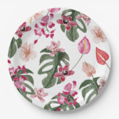 Kleurrijke tropische Floral Papieren Bordje (Voorkant)