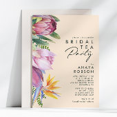 Kleurrijke tropische Floral | Peach Bridal Tea Par Kaart