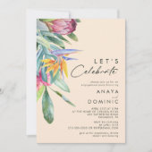 Kleurrijke tropische Floral | Peach Let's Celebrat Kaart (Voorkant)