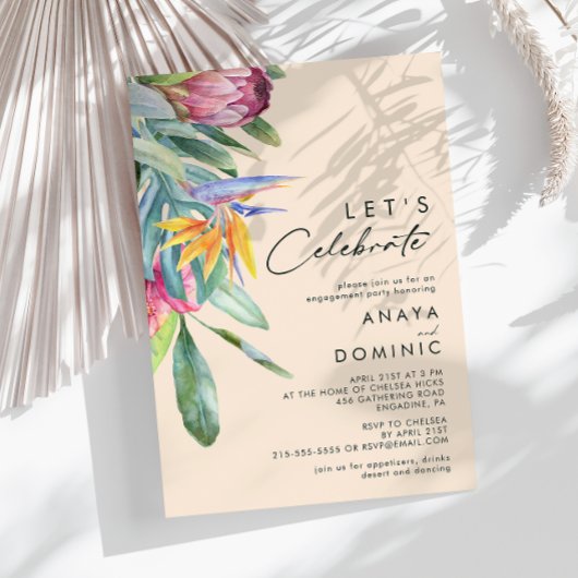 Kleurrijke tropische Floral | Peach Let's Celebrat Kaart