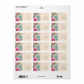 Kleurrijke tropische Floral | Peach RSVP-adres Etiket (Full Sheet)