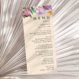 Kleurrijke tropische Floral | Peach Weddenrennen Menu