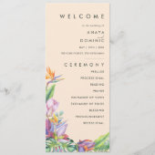Kleurrijke tropische Floral | Peach Wedding Progra Programmakaart (Voorkant)