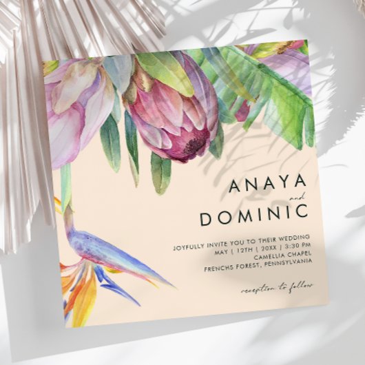 Kleurrijke tropische Floral | Perzikpleisters Kaart