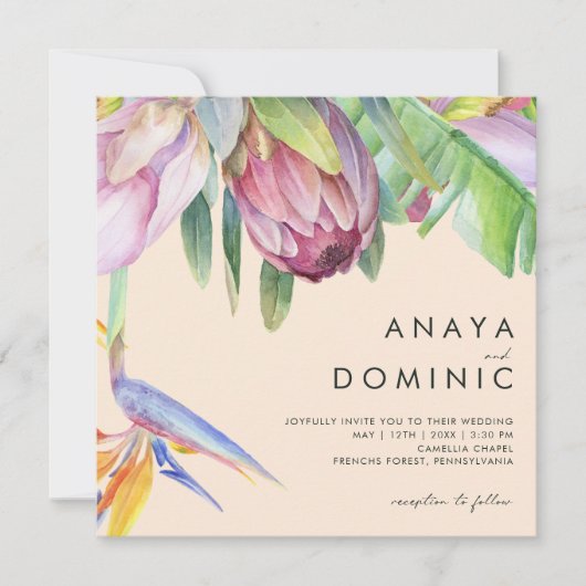 Kleurrijke tropische Floral | Perzikpleisters Kaart (Voorkant)