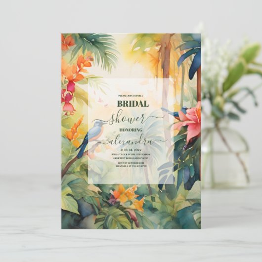 Kleurrijke tropische Floral | PerzikVrijgezellenfe Kaart (Staand voorkant)