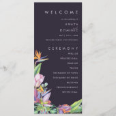 Kleurrijke tropische Floral | Programma voor Paars Programmakaart (Voorkant)