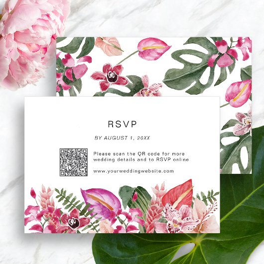 Kleurrijke tropische Floral RSVP Kaartje
