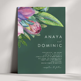 Kleurrijke tropische Floral Traditional Green Wedd Kaart