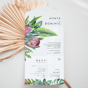 Kleurrijke tropische Floral   Verzegeling en verze All In One Uitnodiging