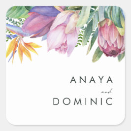 Kleurrijke tropische Floral | Weddenschap-envelopz Vierkante Sticker
