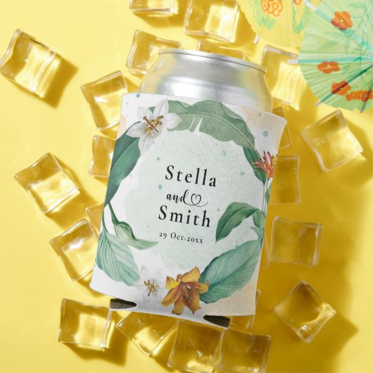 Kleurrijke tropische Floral Wedding Blikjeskoeler (Insitu Zomer)