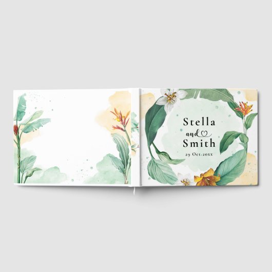Kleurrijke tropische Floral Wedding Gastenboek (Volledig)