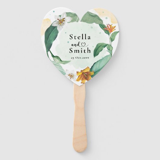 Kleurrijke tropische Floral Wedding Handwaaier (Achterkant)