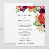 Kleurrijke tropische Floral Wedding Kaart (Voorkant / Achterkant)