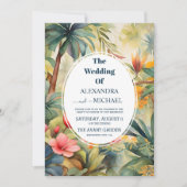 Kleurrijke tropische Floral Wedding Kaart (Voorkant)