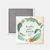 Kleurrijke tropische Floral Wedding Magneet (Voorkant / Achterkant)