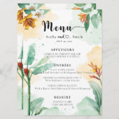Kleurrijke tropische Floral Wedding Menu (Voorkant / Achterkant)