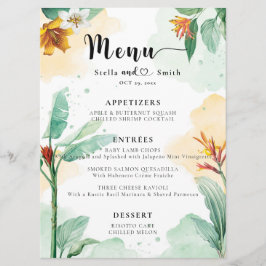 Kleurrijke tropische Floral Wedding Menu