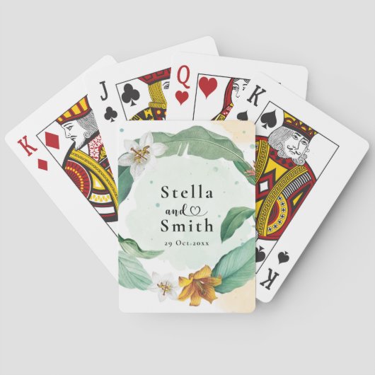 Kleurrijke tropische Floral Wedding Pokerkaarten (Achterkant)