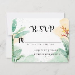 Kleurrijke tropische Floral Wedding RSVP Kaartje
