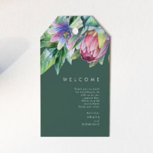 Kleurrijke tropische Floral Welkom groene bruilo Cadeaulabel