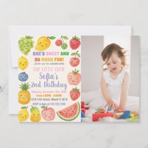 Kleurrijke Tropische Fruit Verjaardag Uitnodiging