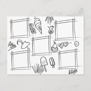 Kleurrijke Tropische Fun Tekening Doodling voor Ki Briefkaart