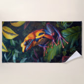 Kleurrijke tropische gouden kikker strandlaken (Voorkant)