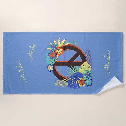 Kleurrijke Tropische Hawaiaanse Vrede Liefde Naam  Strandlaken (Voorkant)