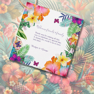 Kleurrijke tropische Hawaiiaanse Bloemen Huwelijk Bedankjes Labels