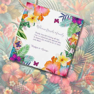Kleurrijke tropische Hawaiiaanse Bloemen Huwelijk Bedankjes Labels