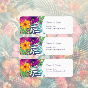 Kleurrijke tropische Hawaiiaanse Bloemen Huwelijk Etiket