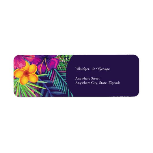 Kleurrijke tropische Hawaiiaanse Bloemen Huwelijk Etiket (Voorkant)