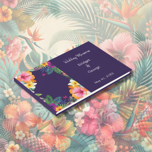Kleurrijke tropische Hawaiiaanse Bloemen Huwelijk Gastenboek